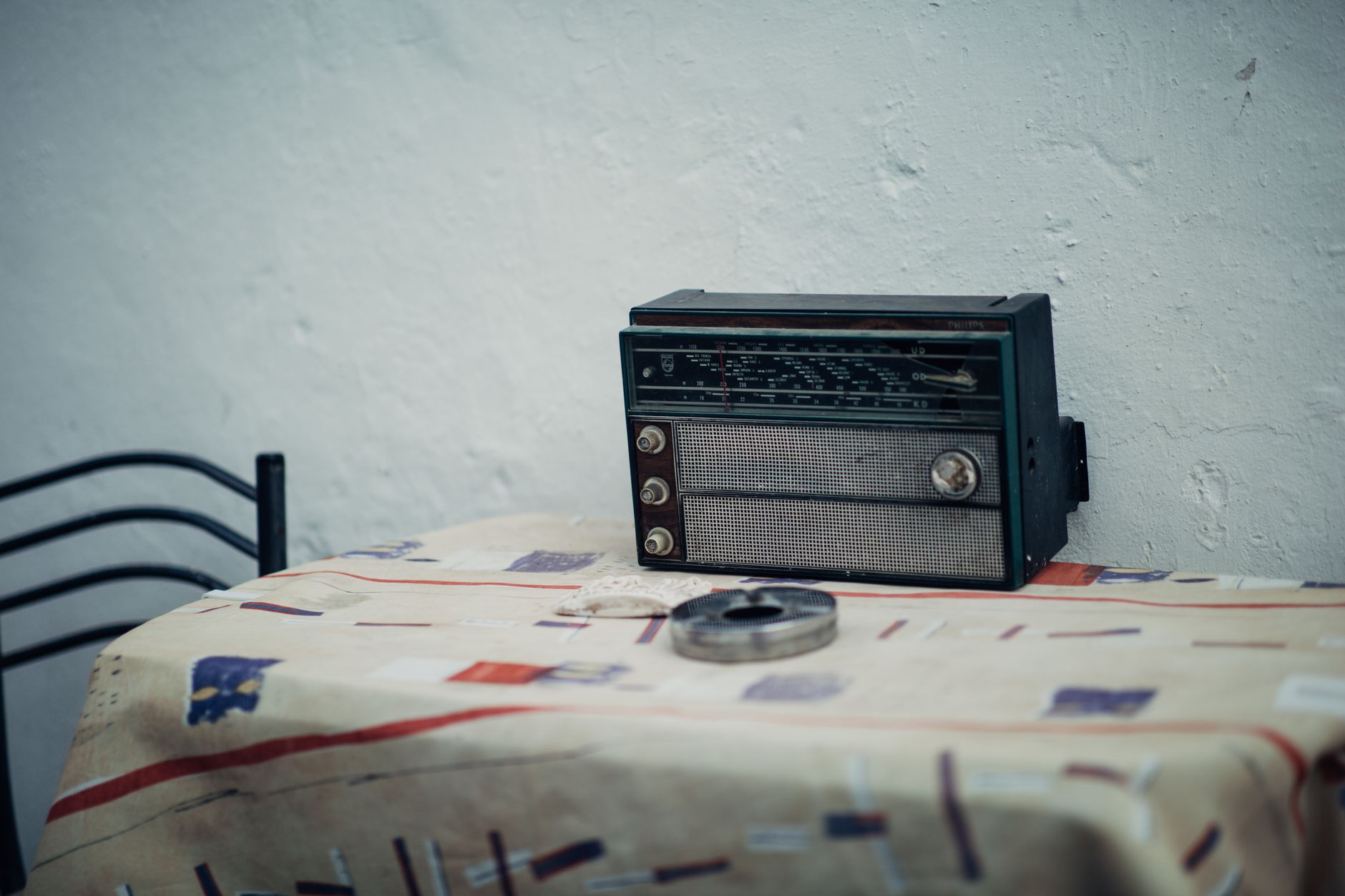 A vintage radio on a table