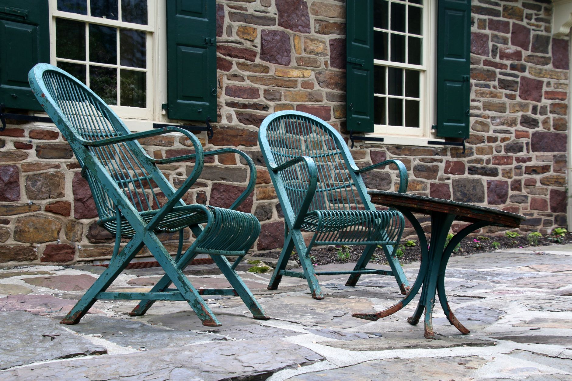 Chairs on a backyard patio