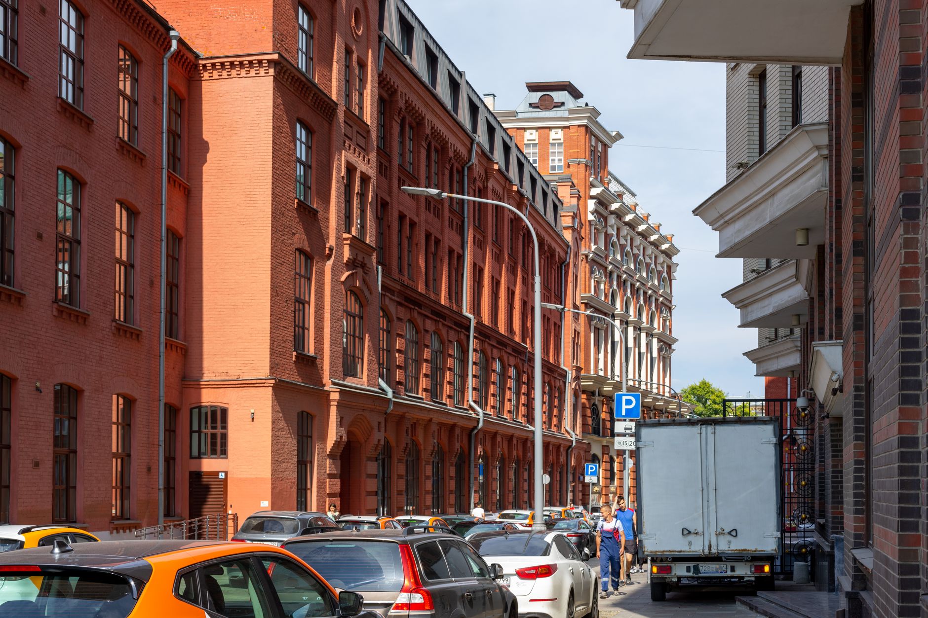 Cars parked along a city street
