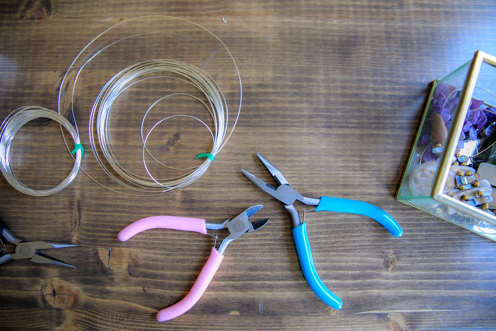 Pliers and hand tools on a table