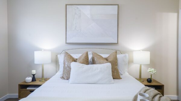 Best wireless charger: a bedside table with a lamp in a bedroom