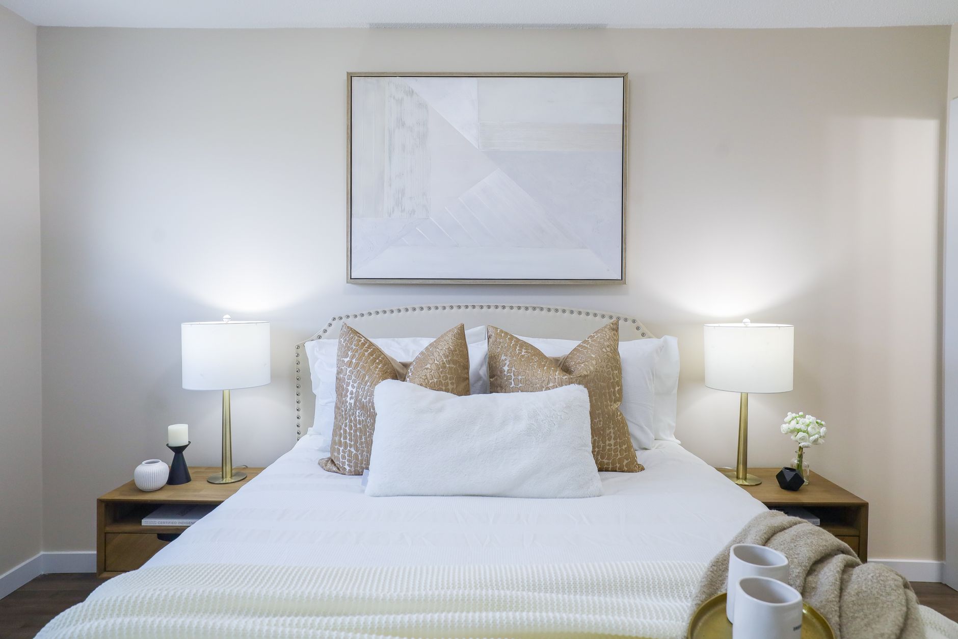 Best wireless charger: a bedside table with a lamp in a bedroom