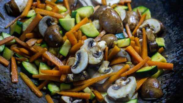 Best wok: stir-fried mushrooms, carrots and zucchini