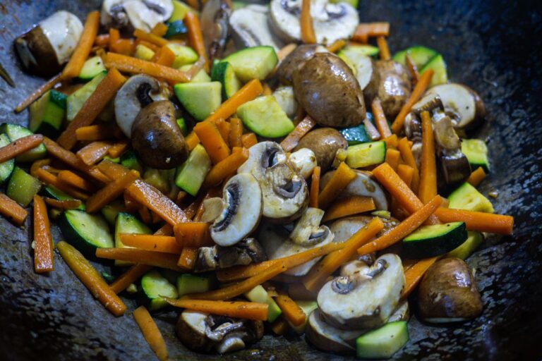 Best wok: stir-fried mushrooms, carrots and zucchini